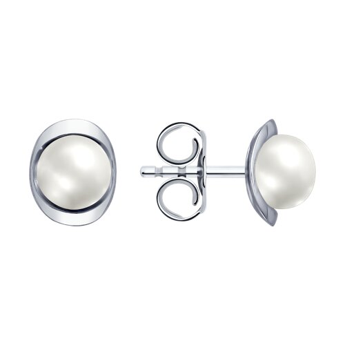 Cercei Pusete din argint  cu pietre Perla Albă