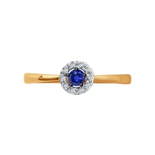 Inel din aur roșu cu Diamant, Safir