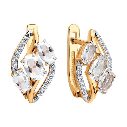 Cercei din aur roșu cu pietre Cubic Zirconia Incolor, Cristal de munte