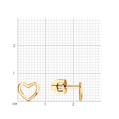 Серьги Пусеты из красного золота без камней