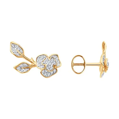 Cercei Pusete din aur roșu cu Cubic Zirconia Incolor