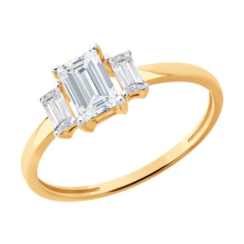 Кольцо из красного золота с камнями Фианит