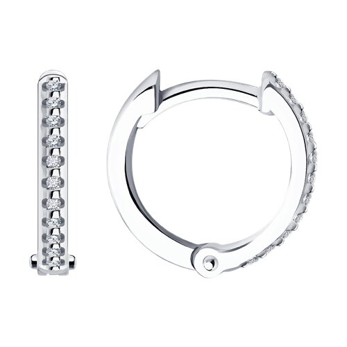 Cercei Creole din aur alb cu pietre Diamant
