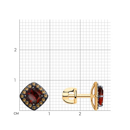 Cercei Pusete din aur roșu cu pietre Cubic Zirconia Galben, Granat