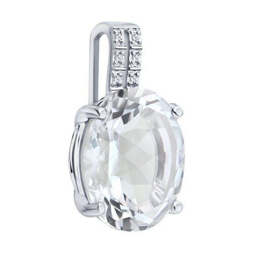Подвеска из белого золота с камнями Бриллиант, Горный хрусталь