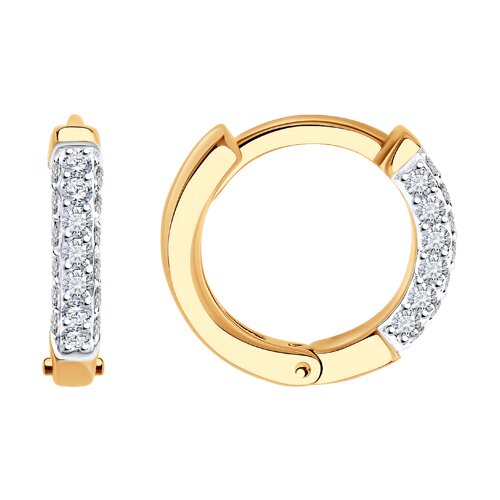 Cercei Creole din aur roșu cu pietre Diamant