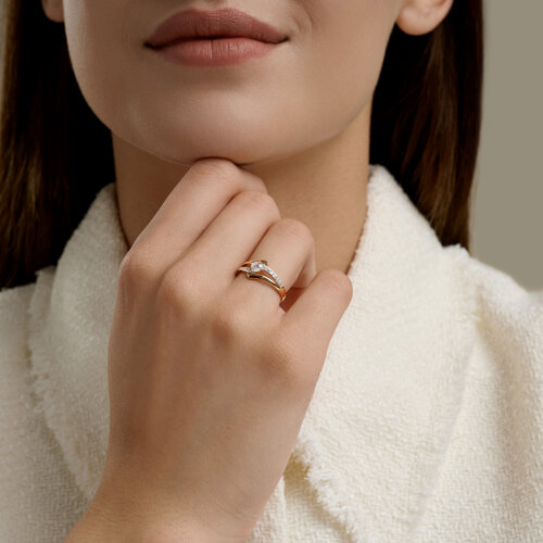 Inel din aur roșu cu pietre Cubic Zirconia Incolor