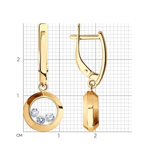Cercei Suspendați din aur roșu cu Cubic Zirconia Incolor, Sticla minerală
