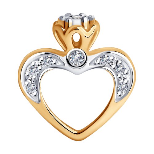 Pandativ love din aur alb și roșu cu pietre Diamant