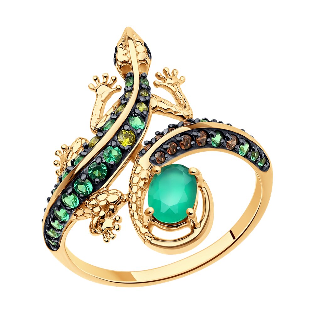 Inel din aur roșu cu pietre Cubic Zirconia Verde, Cubic Zirconia Galben și Cubic Zirconia Maro