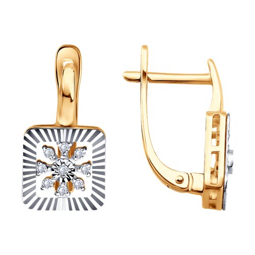 Серьги из белого и красного золота с камнями Бриллиант