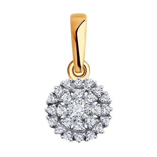 Pandantiv din aur roșu cu Cubic Zirconia Incolor