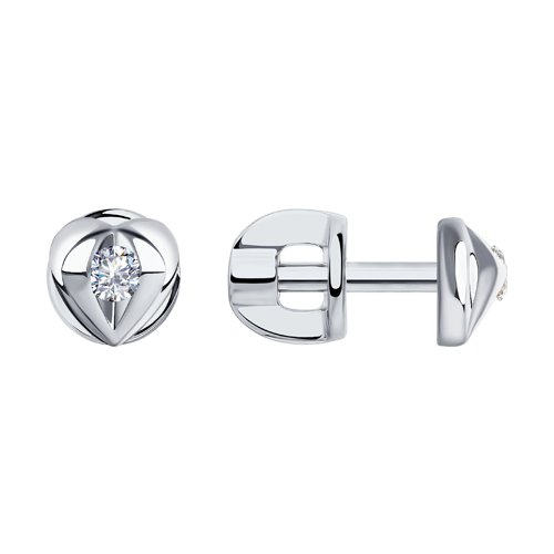 Cercei Pusete din aur alb cu pietre Diamant