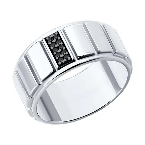 Кольцо из серебра с камнями Фианит Чёрный