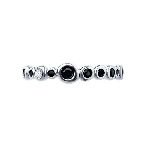 Inel din argint cu Cubic Zirconia Incolor, Cubic Zirconia Negru