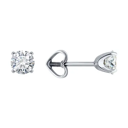 Cercei Pusete din aur alb cu Cubic Zirconia Incolor