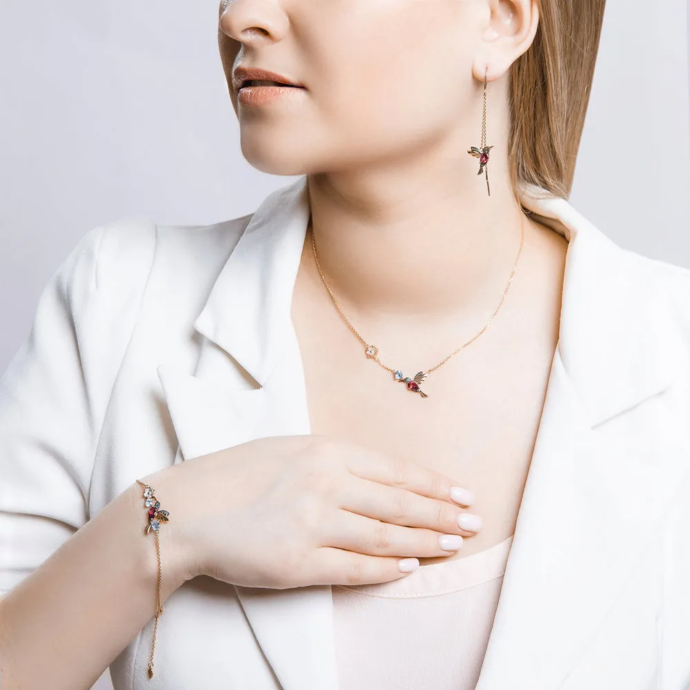 Brățară din aur roșu cu Cubic Zirconia Incolor, Cubic Zirconia Verde și Topaz Swiss