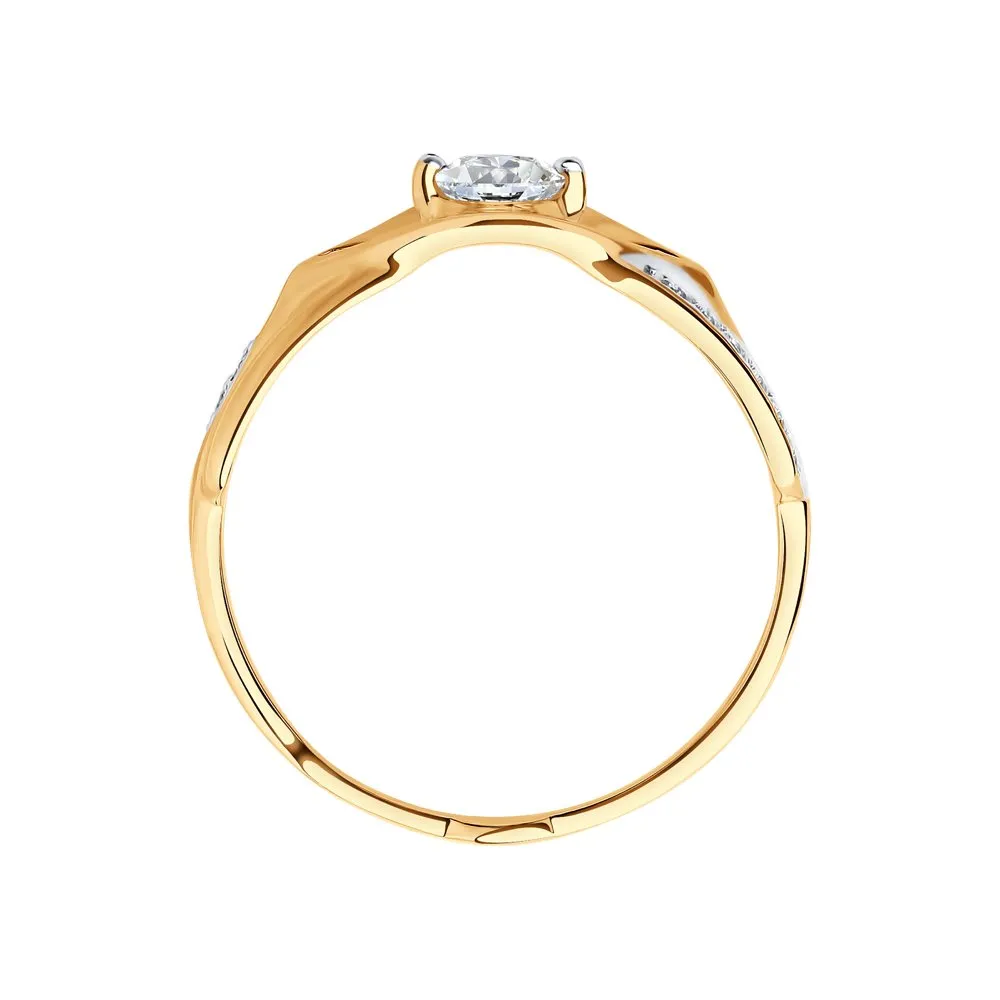 Inel din aur roșu cu Cubic Zirconia Incolor