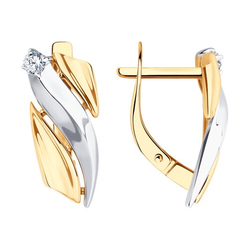 Cercei din aur roșu cu pietre Cubic Zirconia Incolor