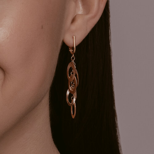 Серьги Длинные из красного золота без камней