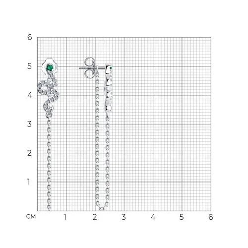 Cercei Pusete din argint cu Cubic Zirconia Incolor, Cubic Zirconia Verde
