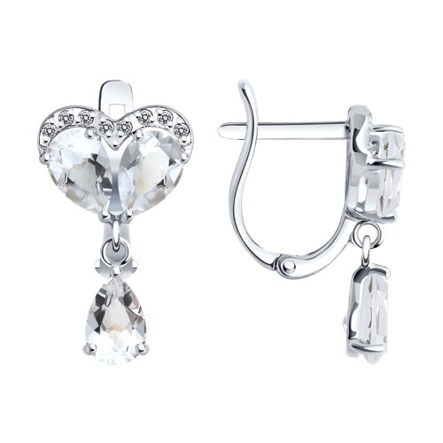 Cercei Suspendați din aur alb cu pietre Diamant, Cristal de munte