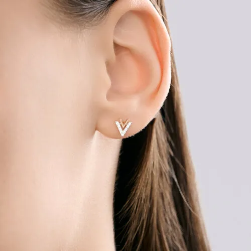 Cercei Pusete din aur roșu cu Cubic Zirconia Incolor
