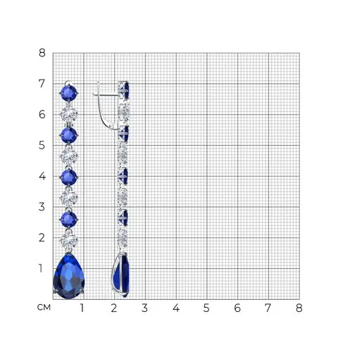 Cercei Suspendați din argint cu Cubic Zirconia Incolor, Cubic Zirconia Albastru Safir