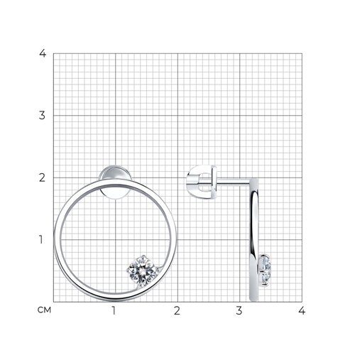 Cercei Pusete din argint  cu pietre Cubic Zirconia Incolor