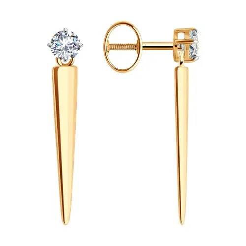 Cercei Pusete din aur roșu cu Cubic Zirconia Incolor