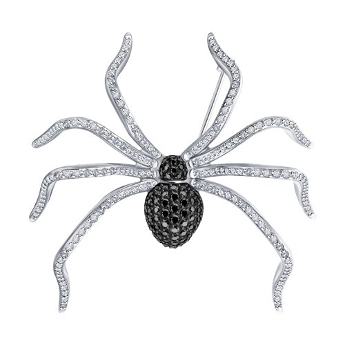 Broșă din aur alb cu pietre Diamant, Diamant negru