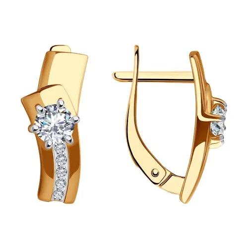 Cercei din aur roșu cu Cubic Zirconia Incolor