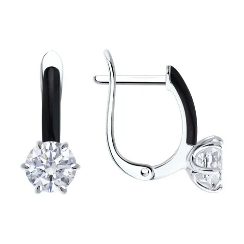 Cercei din argint cu Cubic Zirconia Incolor, Emailare