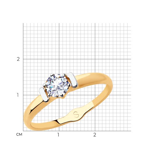 Кольцо из красного золота с камнями Фианит