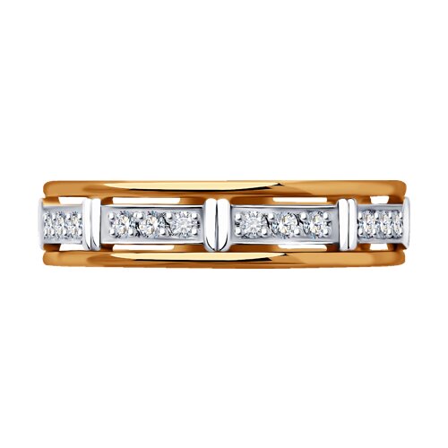 Обручальное кольцо из красного золота с камнями Бриллиант