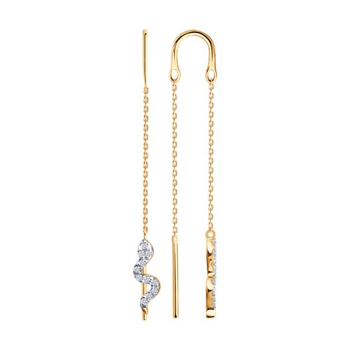 Серьги Продёвки из красного золота с камнями Фианит