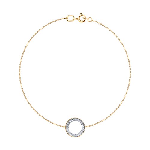 Браслет из красного золота с камнями Фианит