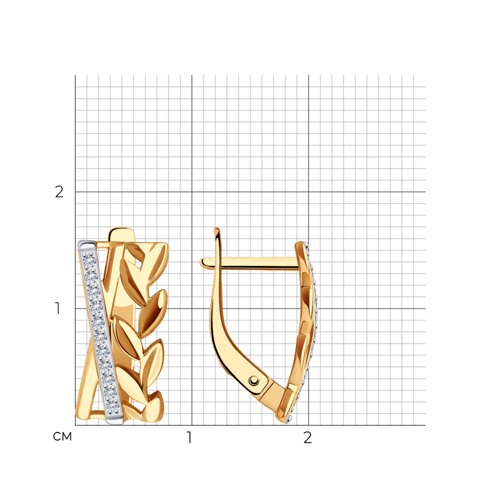 Серьги из красного золота с камнями Фианит