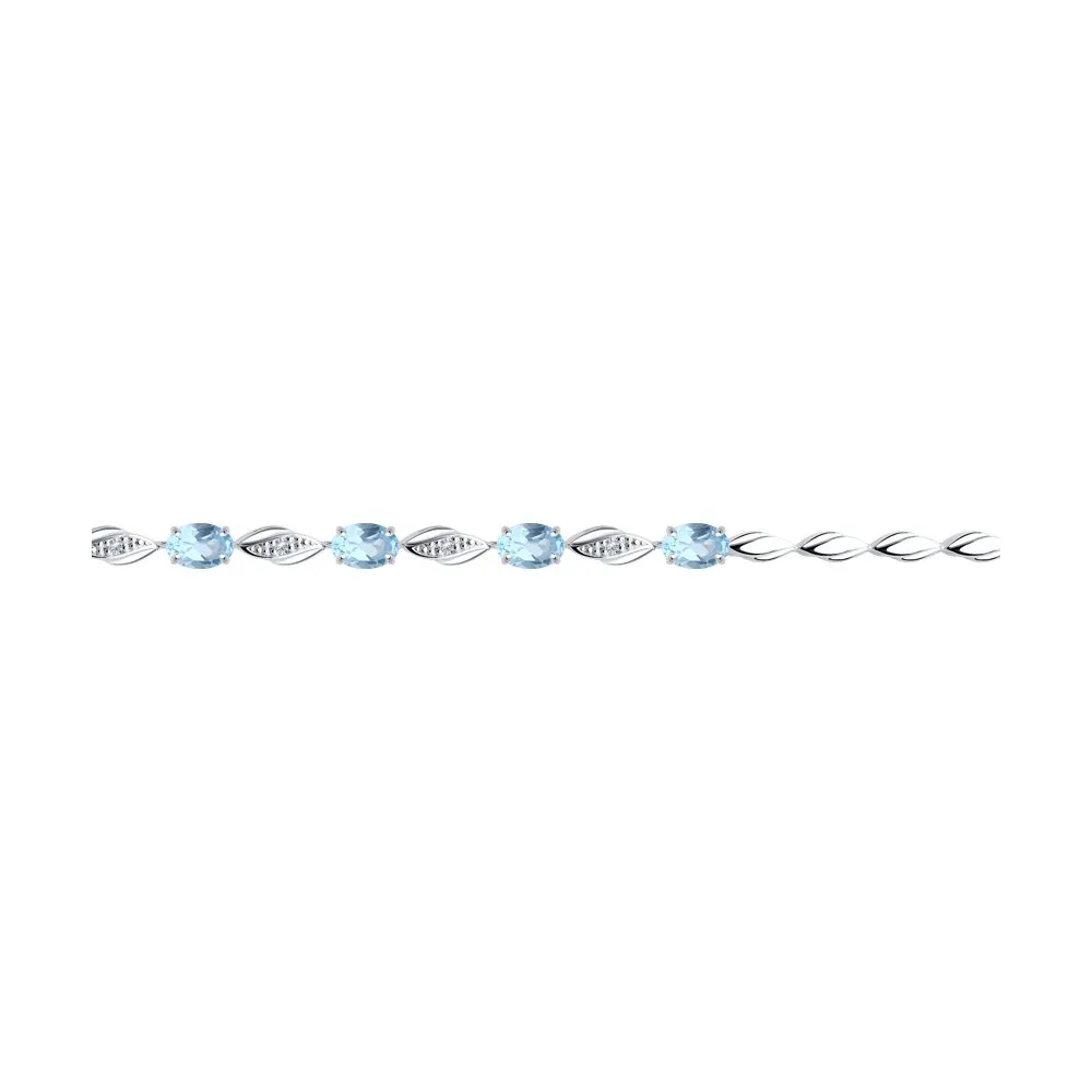 Brățară din argint cu Cubic Zirconia Incolor, Topaz albastru