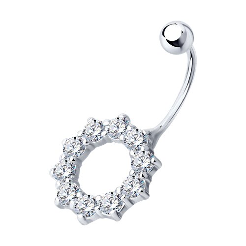 Piercing din argint  cu pietre Cubic Zirconia Incolor