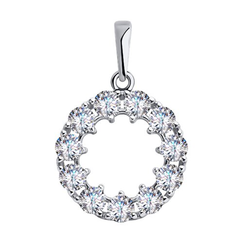 Pandantiv din aur alb cu pietre Cubic Zirconia Incolor