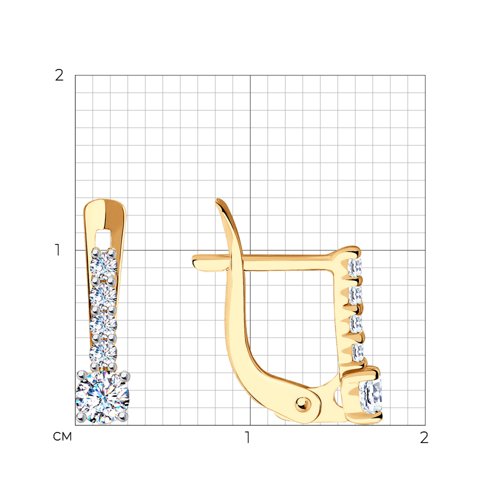 Cercei p-u copii din aur roșu cu pietre Cubic Zirconia Incolor