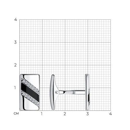 Butoni din argint cu Cubic Zirconia Incolor, Emailare