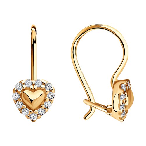 Cercei pentru copii din argint placat cu aur  cu pietre Cubic zirconia