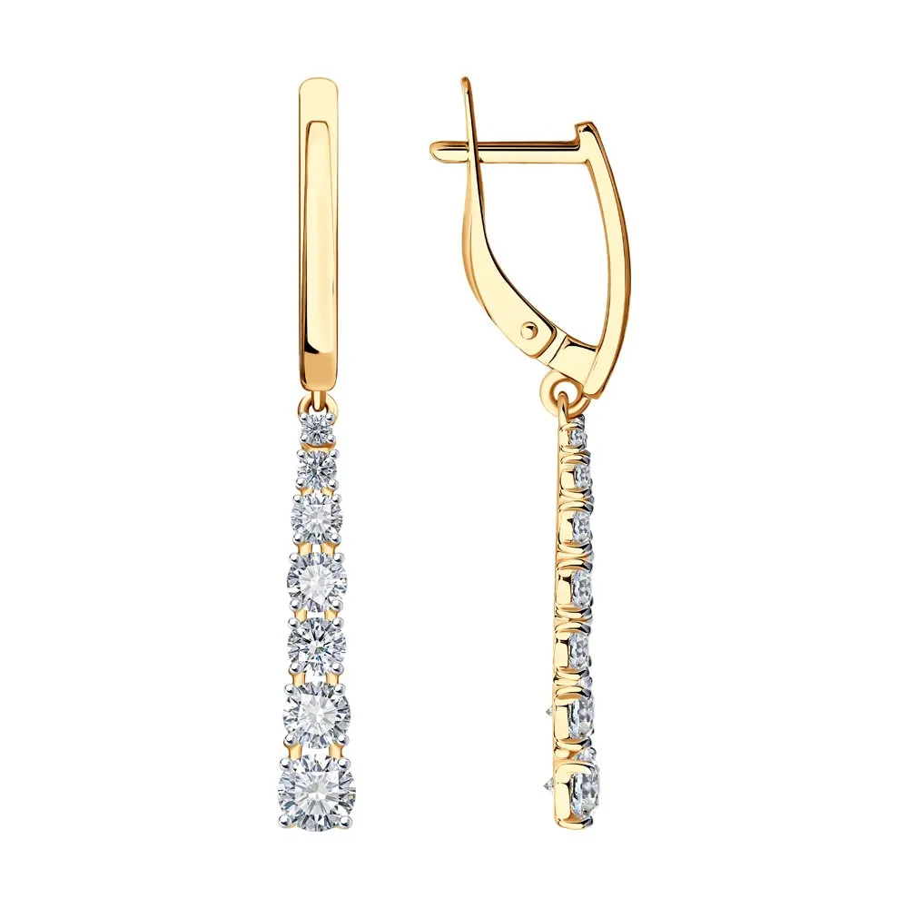 Cercei Suspendați din aur roșu cu Cubic Zirconia Incolor
