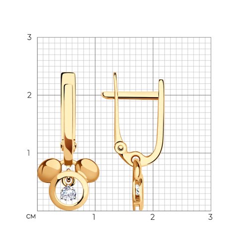 Cercei p-u copii din aur roșu cu pietre Cubic Zirconia Incolor