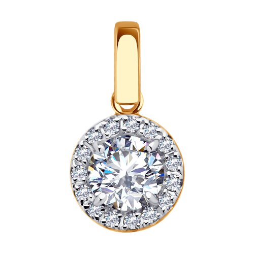 Pandantiv din aur roșu cu pietre Cubic Zirconia Incolor