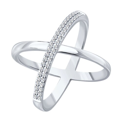 Кольцо из белого золота с камнями Бриллиант