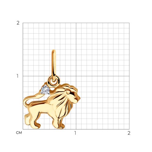 Pandantiv din aur roșu cu pietre Cubic Zirconia Incolor