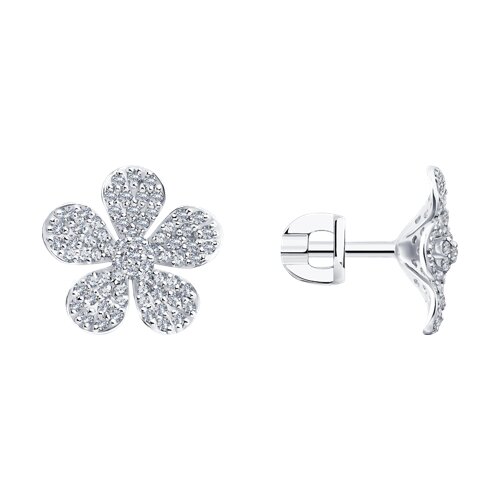Cercei Pusete din aur alb cu pietre Diamant